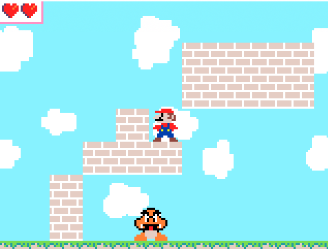 Videojuego de Super Mario Bros creado durante una clase de programación para niños